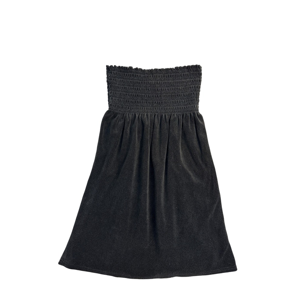 Juicy Couture Black Terry Cloth Smocked Strapless Mini Dress Y2K Beach Coverup M